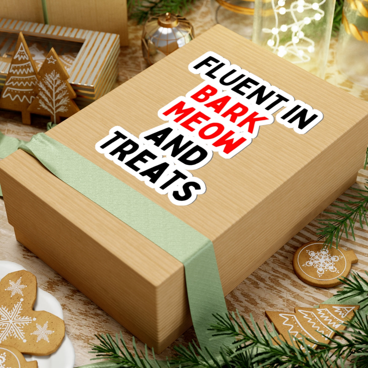 Fluent in Bark Meow and Treats Kiss-Cut Stickers - Fun Pet Lover Decals