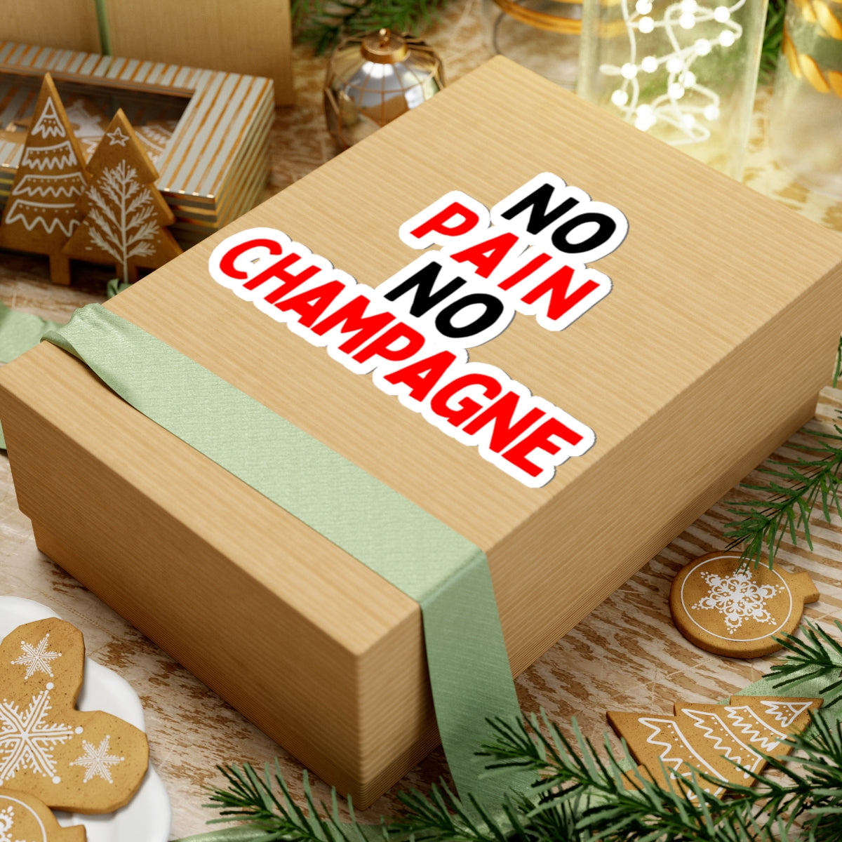 No Pain, No Champagne Kiss-Cut Stickers