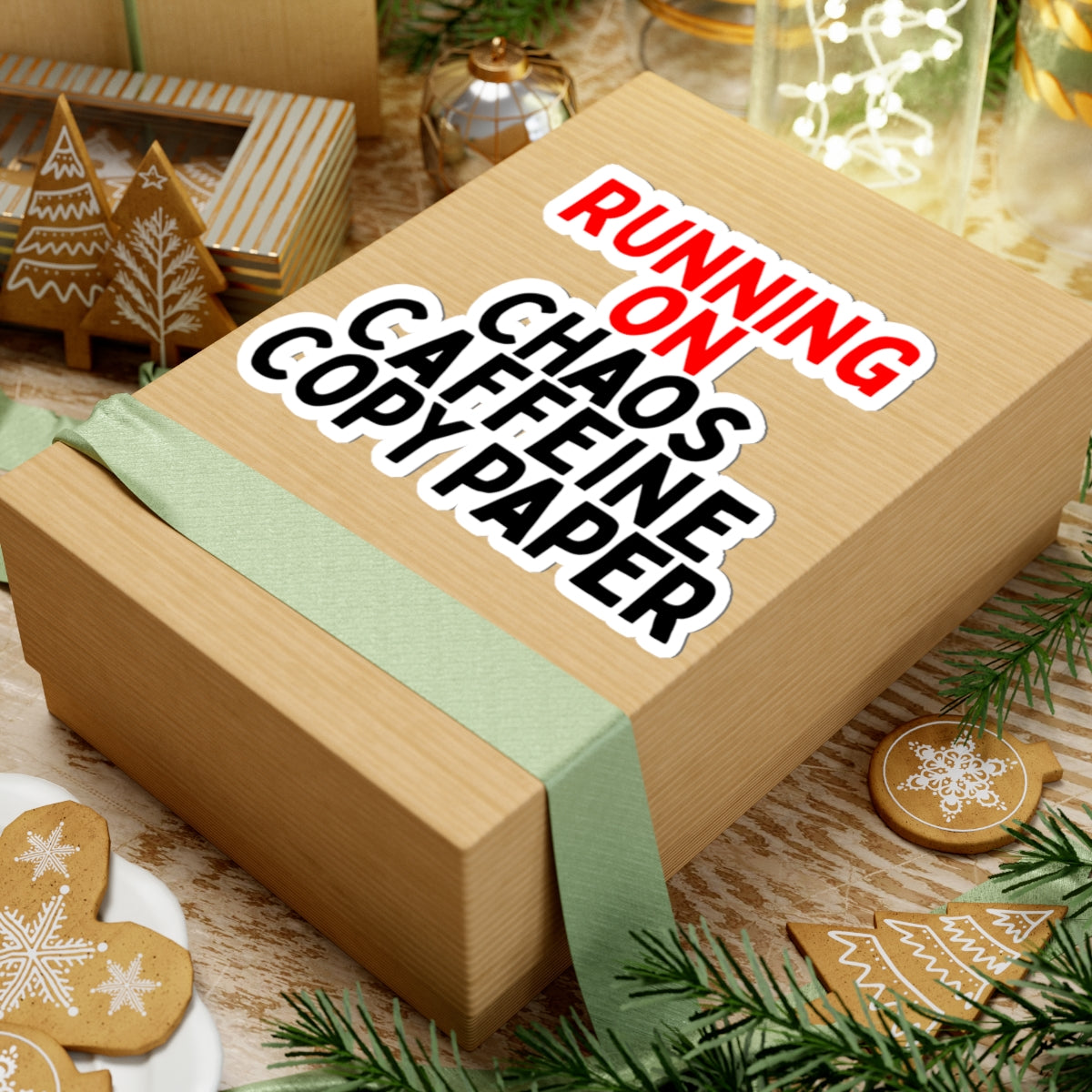 Running on Chaos, Caffeine, Copy Paper Kiss-Cut Stickers