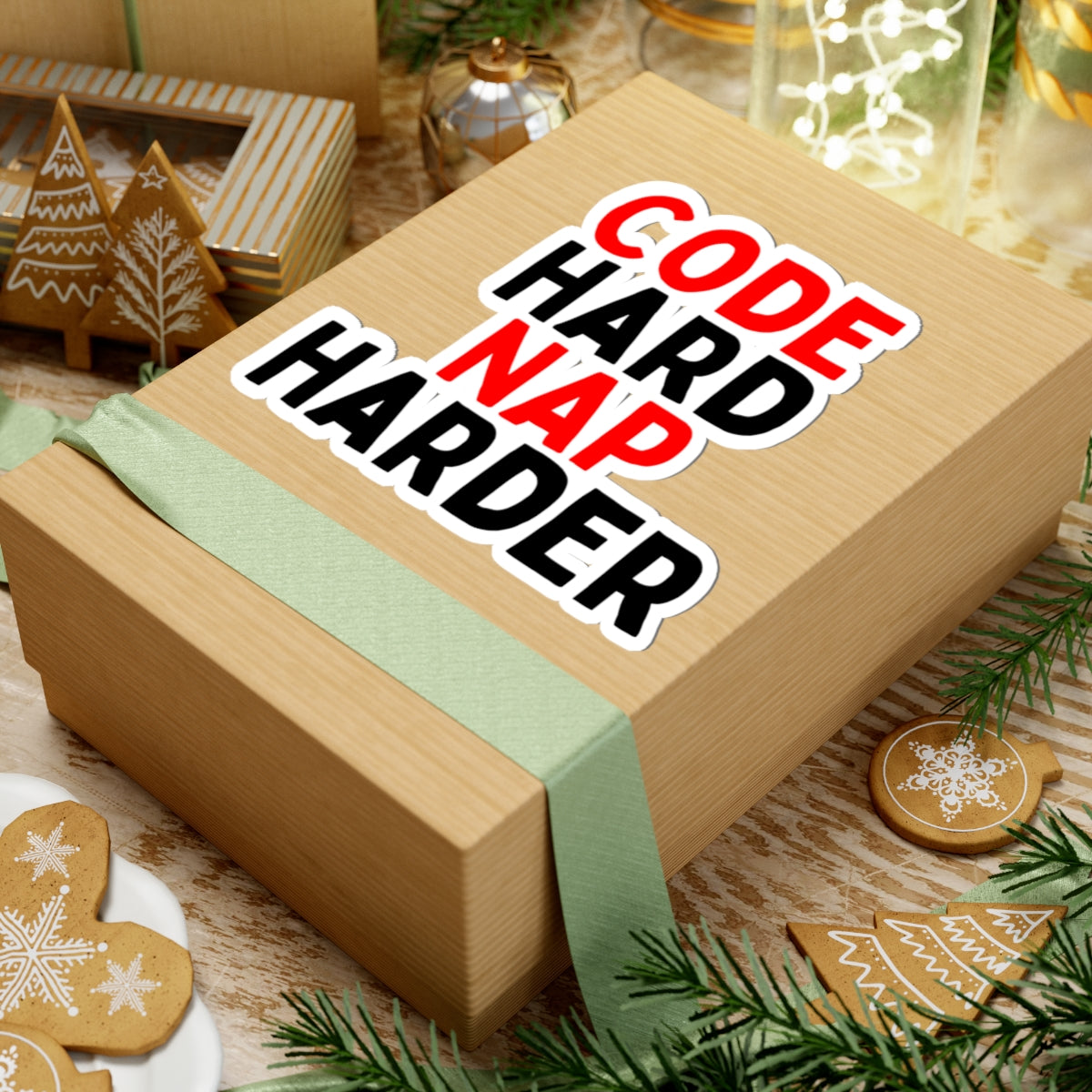 Code Hard, Nap Harder Kiss-Cut Stickers