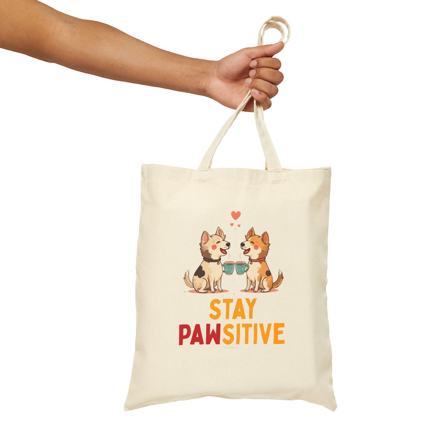 Stay Pawsitive Canvas Tote Bag