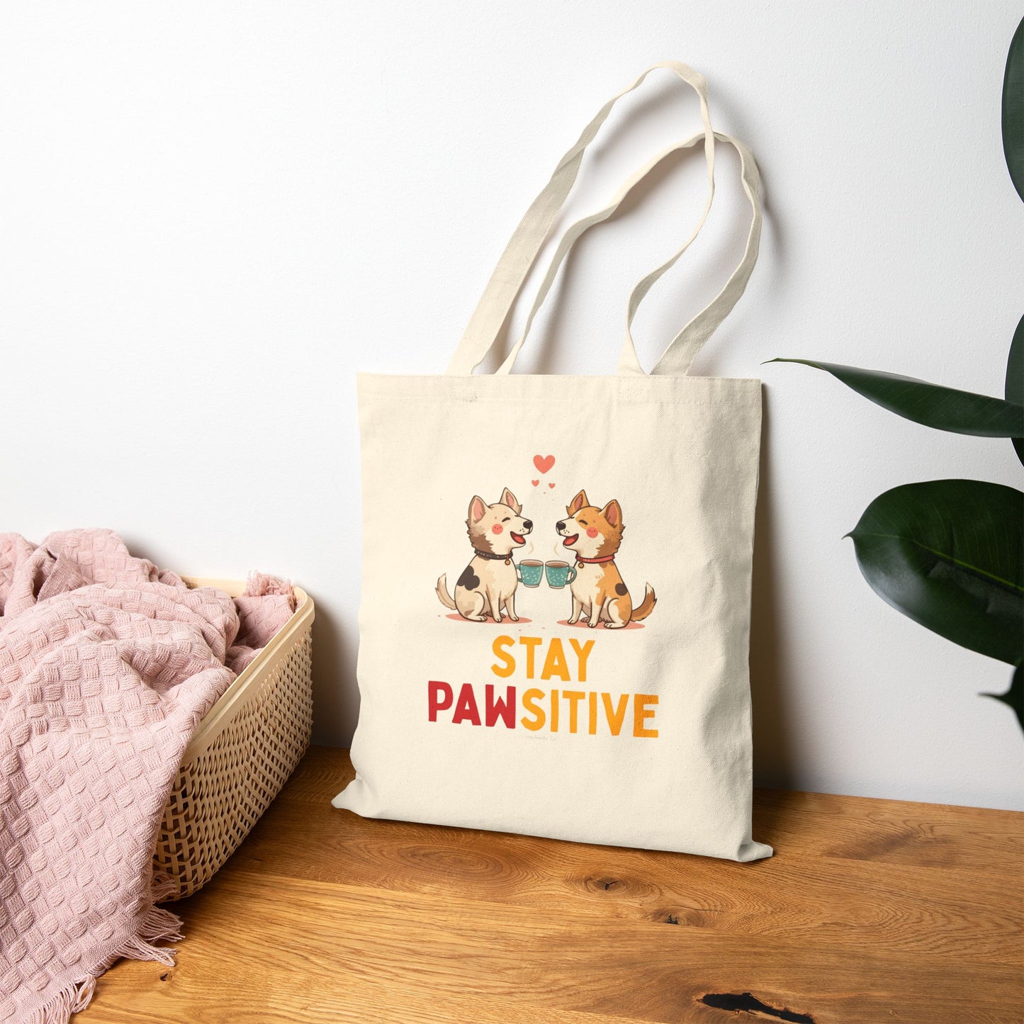 Stay Pawsitive Canvas Tote Bag
