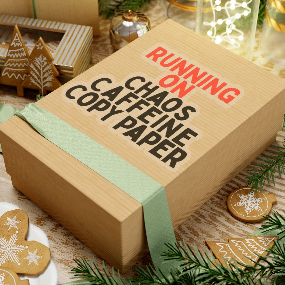 Running on Chaos, Caffeine, Copy Paper Kiss-Cut Stickers