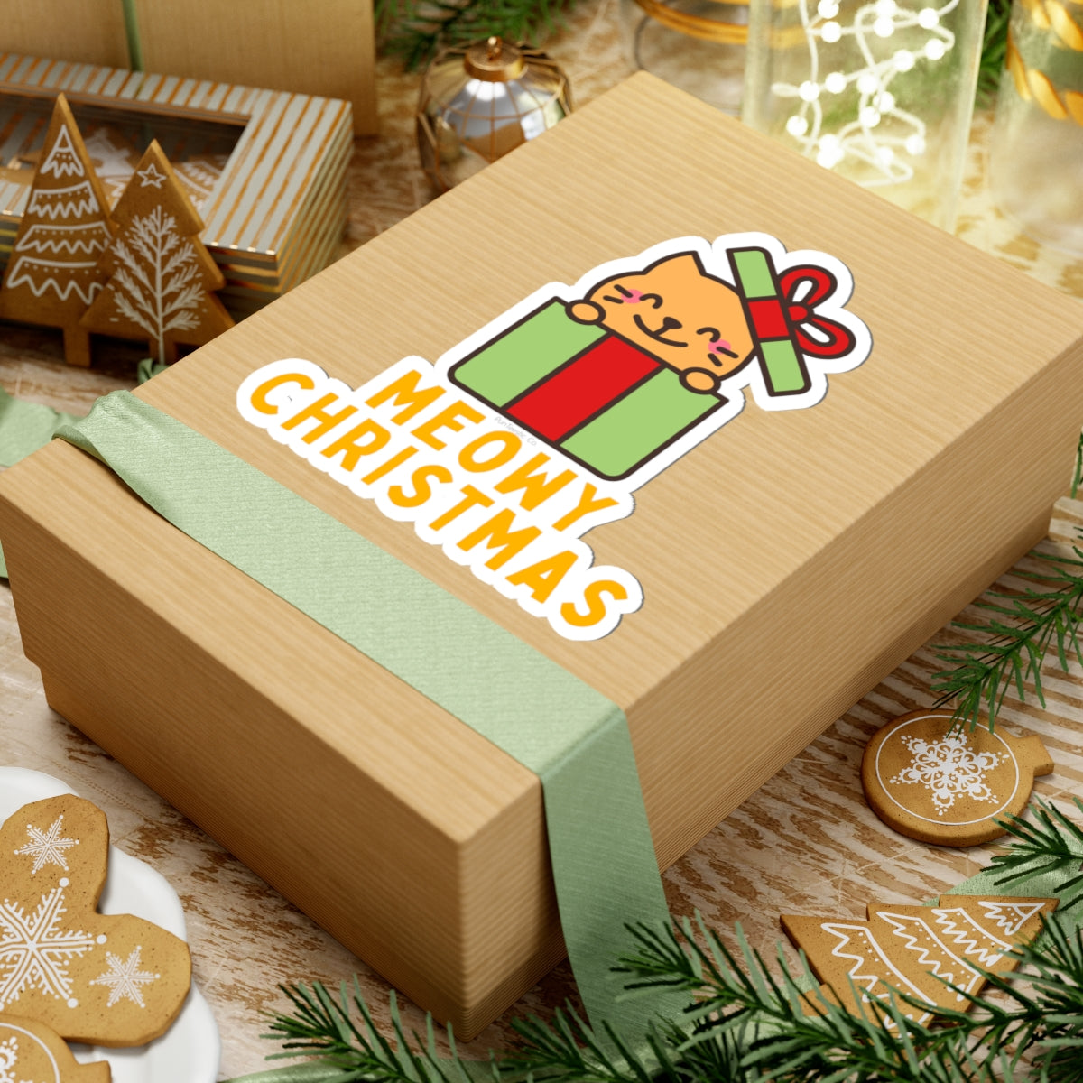 Meowy Christmas Kiss-Cut Sticker