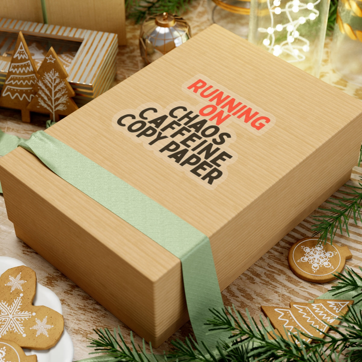 Running on Chaos, Caffeine, Copy Paper Kiss-Cut Stickers