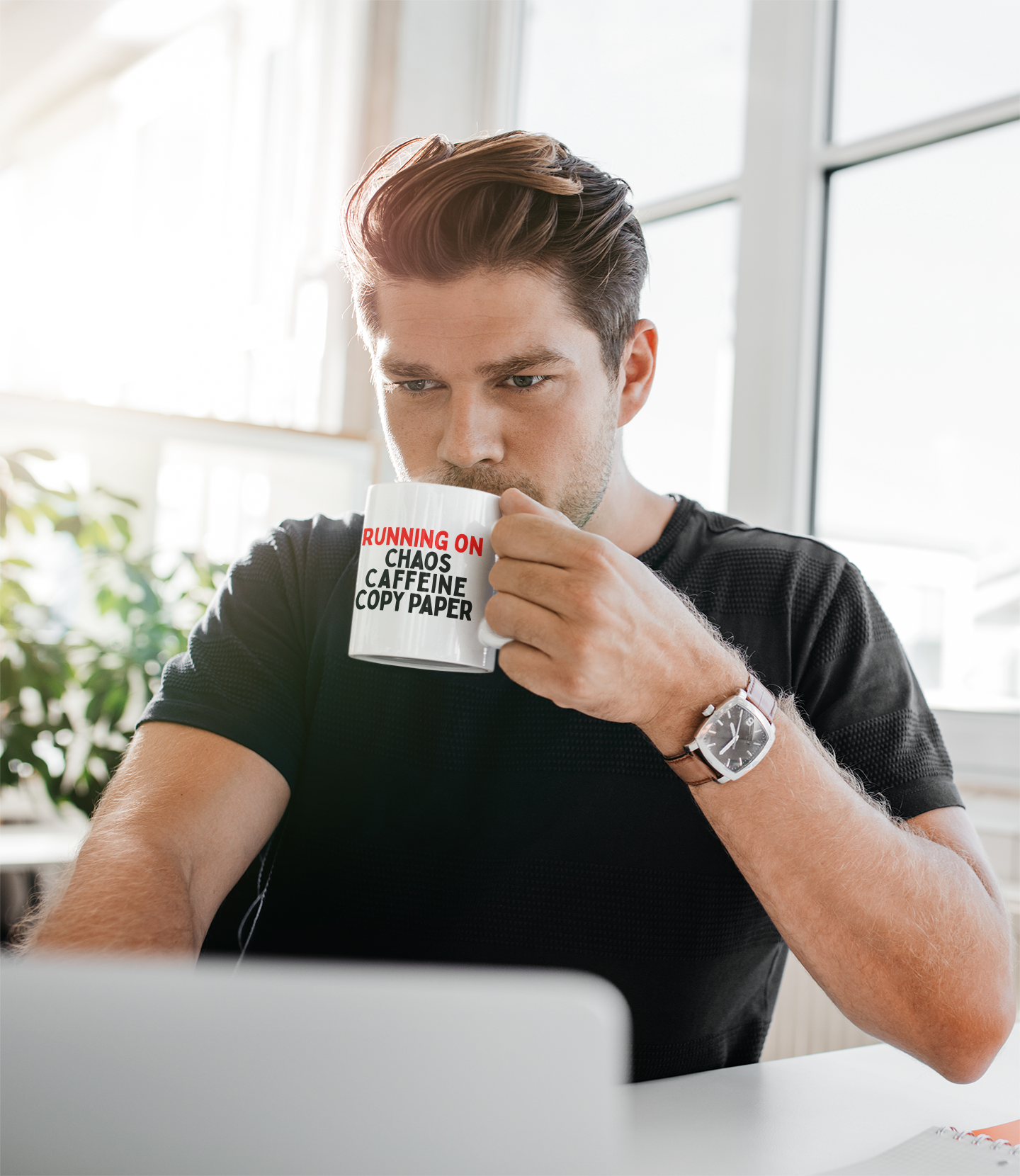 Running on Chaos, Caffeine, Copy Paper Mug