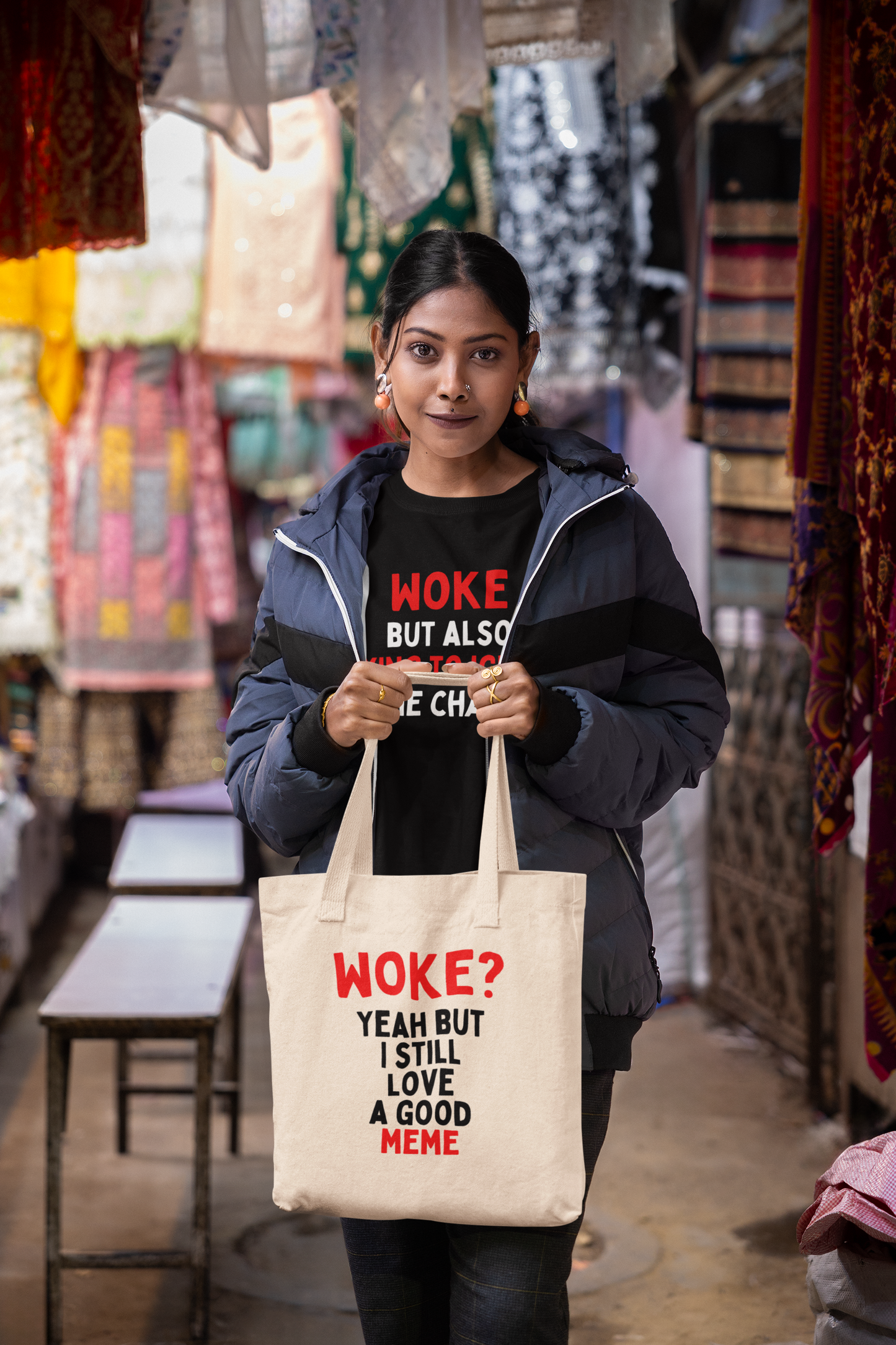 Woke? Yeah But I Still Love A Good Meme Tote Bag