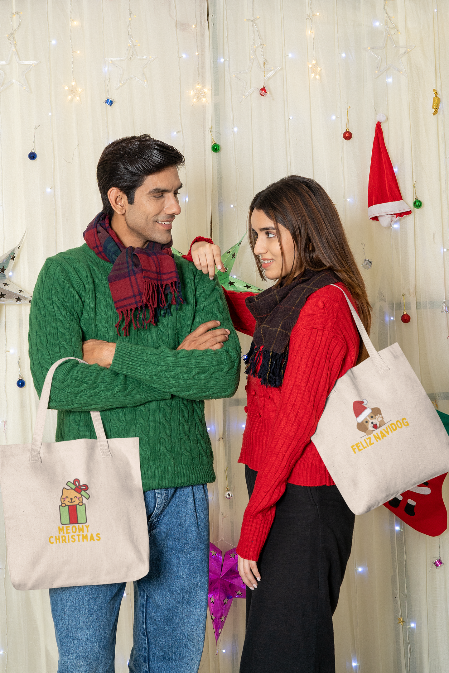 Meowy Christmas Tote Bag